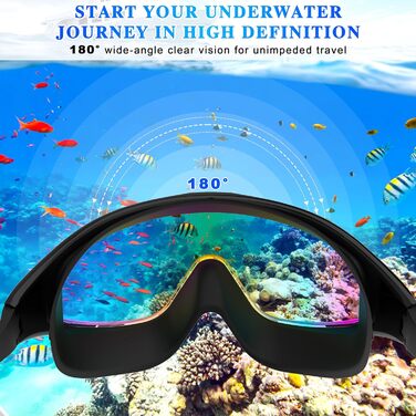 Маска для плавання та дайвінгу Schwimmbrie Unisex, великий об'єм, HD, антизапіт, UV-захист, чорна (L, MC6500)