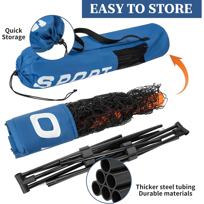 М'ячна сітка для тенісу 3 м для заднього двору, складана тренувальна сітка для під'їзду, легка, портативна, для дітей, простий монтаж з сумкою, для використання в приміщенні та на вулиці