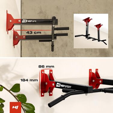 Hop-Sport Мультигрифова турнік для стіни HS-2002K - Професійний турнік для дому з різними варіантами хваток