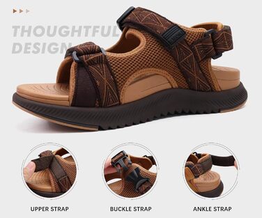 Чоловічі сандалії ONCAI Wandersandalen - сірі, для пляжу, трекінгу та водного спорту, з регульованими ремінцями (49 EU)