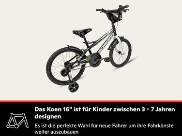 Дитячий велосипед Schwinn Koen 18 дюймів, чорний, з додатковими колесами та регульованим сидінням