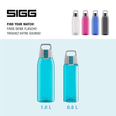 Пляшка для води Sigg Total Color ONE Tritan 600 мл/1 л: для газованих напоїв, легка, герметична, без BPA, придатна для миття в посудомийній машині