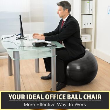 Фітбол LeomatriX 55 см з фітнес-гумками та насосом | Ергономний, компактний, міцний | для офісу, йоги, фітнесу, пілатесу, Pezzi Ball, вагітності