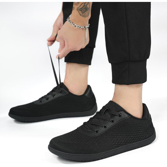 Кросівки для бігу Barfußschuhe: чоловічі та жіночі, зручні, дихаючі, з широкою передньою частиною, антиковзкі, чорні, 43 EU