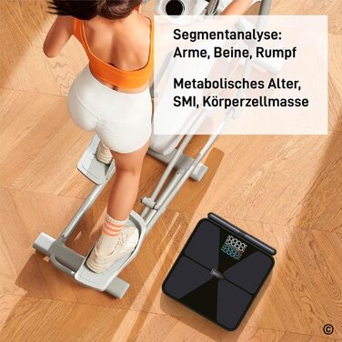 Вага для вимірювання жиру в тілі GeniaScreen SmartCore з Bluetooth: аналіз складу тіла, 56 показників, LED-дисплей, 180 кг