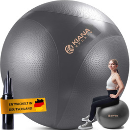 Гімнастичний м'яч KIANA SPORTS з шипами, антиковзний, 4 розміри, німецька розробка, для фітнесу, офісу, йоги, сидіння, з насосом і тренувальним планом, підвищена міцність