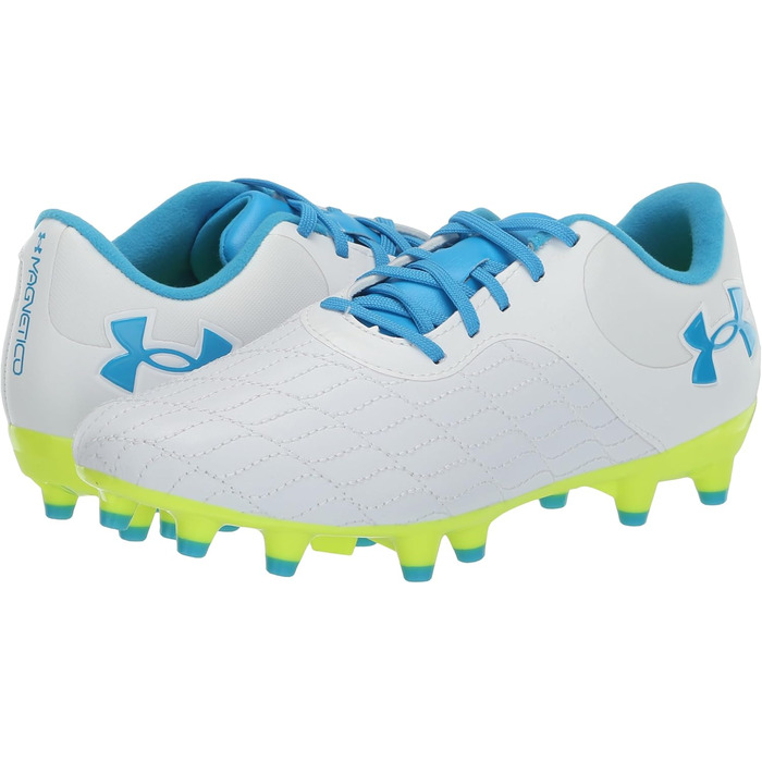 Кросівки футбольні Under Armour Magnetico Select 3.0 FG Unisex, 38.5 EU, білий/капрі жовтий, висока видимість