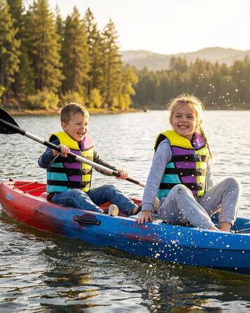 Owntop Жилет рятувальний дитячий та підлітковий, фіолетовий, M. Регульований, з триразовою системою безпеки. Підходить для каякінгу, плавання, риболовлі та снорклінгу.