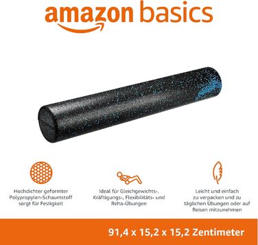 Amazon Basics Пінний фітнес-ролер, високої щільності, 90 см, синій з крапками