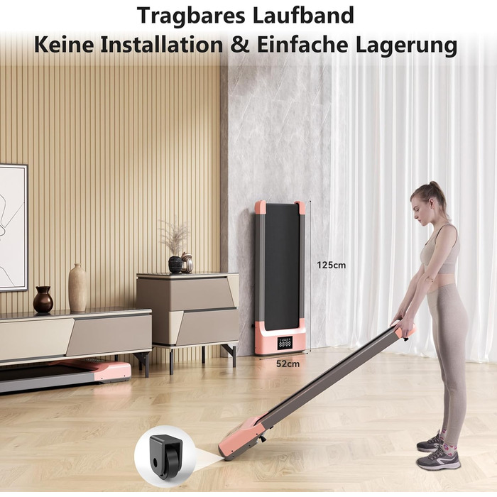 Walking Pad Max - біговий килимок для дому з тренувальним режимом, тихий, з офісним столом, рожевий, 90 см