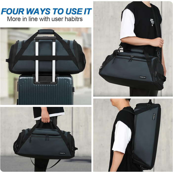 Спортивна сумка FIORETTO 35L з відділенням для взуття та мокрих речей, водонепроникна, для тренувань, спортзалу, подорожей, плавання, сауни, футболу (зелена)