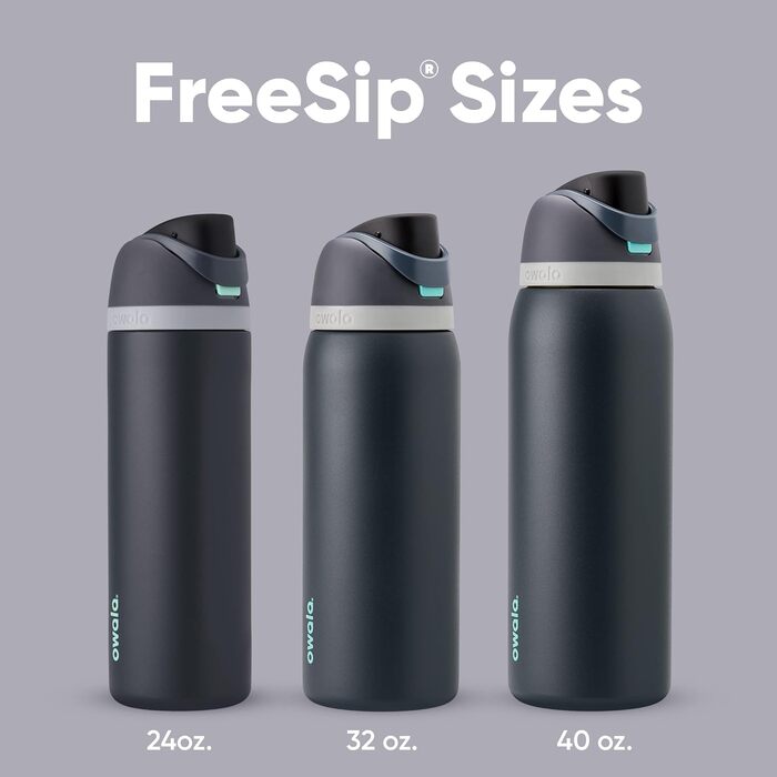 Термобутилка Owala FreeSip з нержавіючої сталі, 1,2 л, зі соломинкою, BPA-free, для спорту, подорожей та школи, колір Denim
