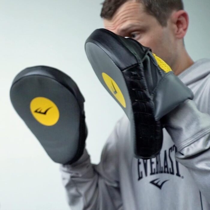 Лапи для боксу Everlast Evergel Mantis, унісекс, захист рук, сірі/жовті, універсальний розмір