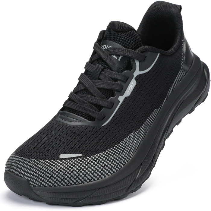 Кріцелі: бігові кросівки для чоловіків з широкою передньою частиною. Ідеальні для трейлраннінгу, бігу по дорогах, трекінгу, спорту та фітнесу. Чорний колір, розмір 44 EU