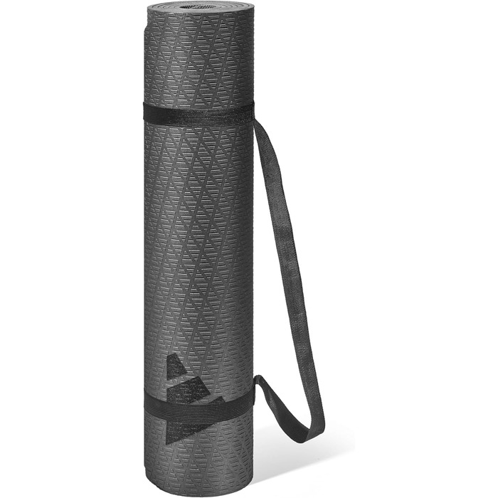 Йога-килимок Adidas 6 мм, протиковзкий, з перероблених матеріалів, без ПВХ (176 x 61 см), чорний