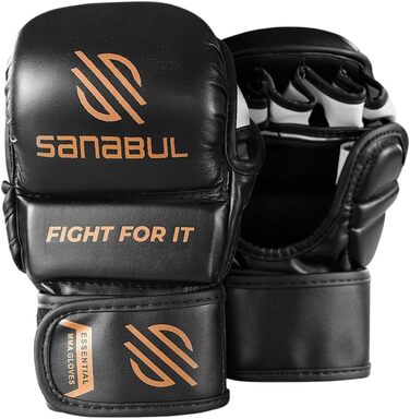 Рукавички для MMA Sanabul Essential 7oz Чорно-срібні (L-XL) - для спарингу та тренувань