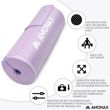 AMONAX Подушка для штанги для гіп-трасту, товста, фіолетова, для жінок і чоловіків, захисний чохол на штангу для тренажерного залу, фітнес-аксесуар