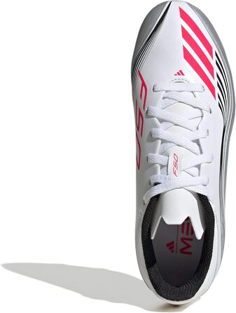Дитячі футбольні бутси adidas F50 Messi League для гри на твердих та універсальних покриттях, розмір 37 1/3 EU, кольори: білий, червоний, срібло