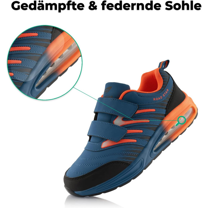 Кросівки для бігу жіночі та чоловічі з амортизацією, спортивні, легкі, темно-синій, помаранчевий (43 EU)