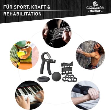ALPHASKIN Premium Handtrainer: Тренажер для рук та пальців | Набір 2 та 5 шт. | Підвищена сила хвата | Тренування зап'ястя та пальців