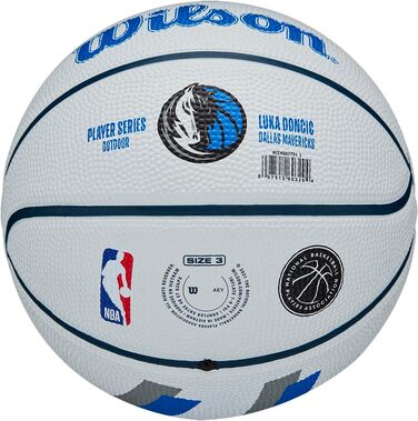 Баскетбольний м'яч Wilson NBA Player Icon Luka Doncic, розмір 7 (74,9 см) та міні розмір 3 для вулиці