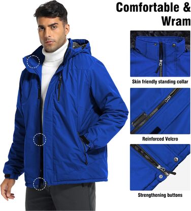 Зимова куртка для чоловіків, лижна куртка, водонепроникна, для активного відпочинку, вітронепроникна, сноубордистська куртка з відстібаною капюшоном, колір Ary Green (Königsblau), розмір 3XL