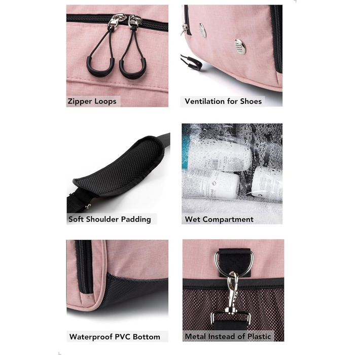 Спортивна сумка для залу та подорожей Fitgriff з відділенням для взуття та вологих речей, рожева, 48x26x25 см (S)