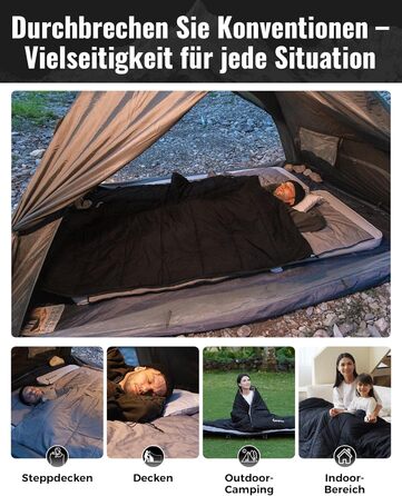 Сплячий мішок KingCamp для дорослих 3-в-1 з бавовняним флісовим підкладкою, зимовий, XXL, легкий, теплий, знімний ковдри, для туризму та відпочинку