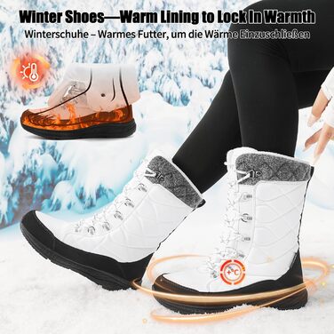 Зимові чоботи для жінок водонепроникні, зручні, теплі, з підкладкою, непромокаючі, зимові черевики, антиковзні, легкі, для піших прогулянок, трекінгу, відпочинку, снігові чоботи, середньої висоти, 37-42 EU (Білий, 41 EU)