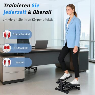 Міні степер 2-в-1 з тросами та LCD-дисплеєм для дому - регульований опір, фітнес для ніг та рук