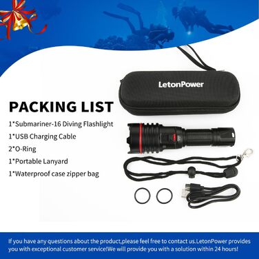 Ліхтар підводний 14S 2000 Lumen, USB-C, 6 режимів, IP68 (до 100м) для дайвінгу та снорклінгу