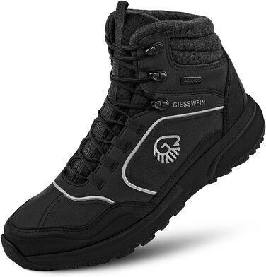 Чоловічі водонепроникні трекінгові черевики Giesswein Wool Cross X Alpine - зручні та теплі, з 100% мериносової вовни, для хайкінгу та походів, чорний колір, 45 EU