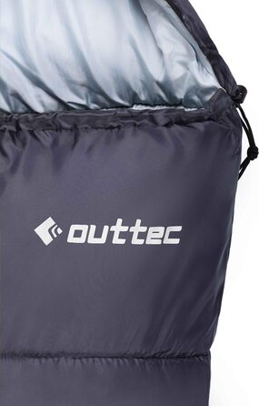 Спальний мішок Outtec з капюшоном, мумієподібний, ультралегкий, компактний, для кемпінгу, дітей та дорослих, для активного відпочинку, блакитний
