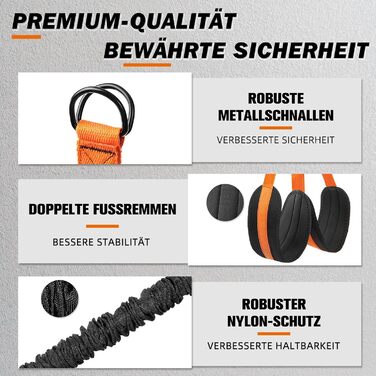 Смуги опору для підтягувань Klimmzughilfe, 50-350lbs, регульований опір та висота, з підставкою для ніг, помаранчеві