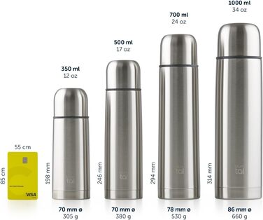 Термос Blumtal 700 мл з нержавіючої сталі - BPA-free, срібний колір. Ізотермічна фляга для напоїв, не протікає.
