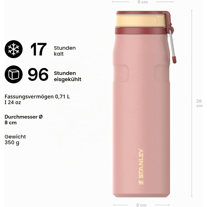 Термопляшка STANLEY 1913 IceFlow Bottle Twist Flip 0.47L, Peach Rose — вакуумна пляшка для напоїв