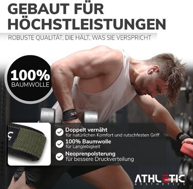 Підтримуючі ремені для важкої атлетики Athletic Aesthetics - Професійні ремені для підйому штанги 60 см для фітнесу, важкої атлетики, станової тяги (парні) - для жінок та чоловіків (оливковий)