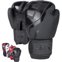 Боксерські рукавички LNX Level 5, 14 Oz, чорні, для кікбоксингу, боксу, муай-тай, K1, MMA, тренування та спарингу, унісекс