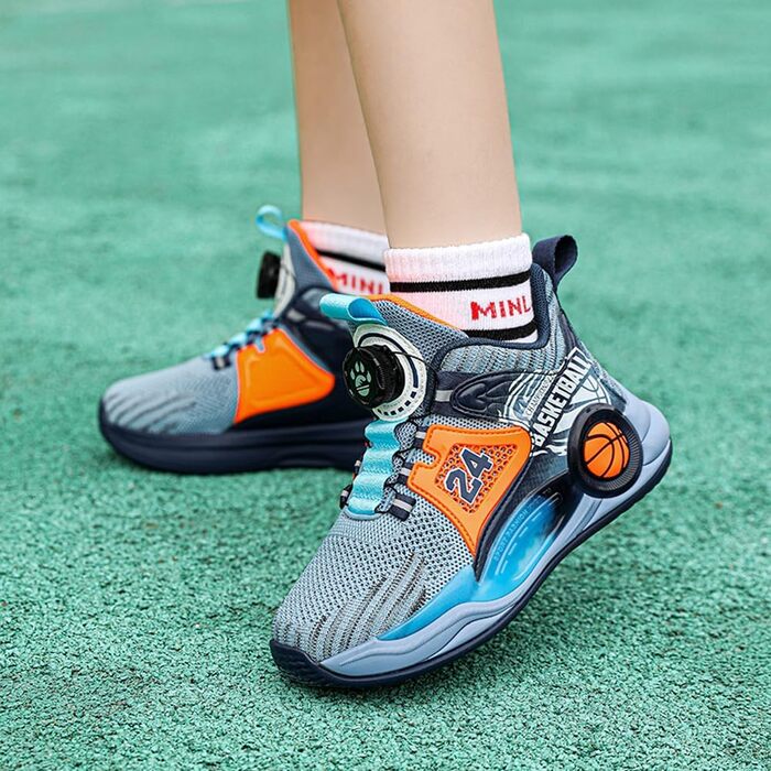 Дитячі баскетбольні кросівки Kinder: високо посадка, амортизація, легкі, антиковзкі, дихаючі, для активного відпочинку та спорту, унісекс (33 EU, синій 1715)