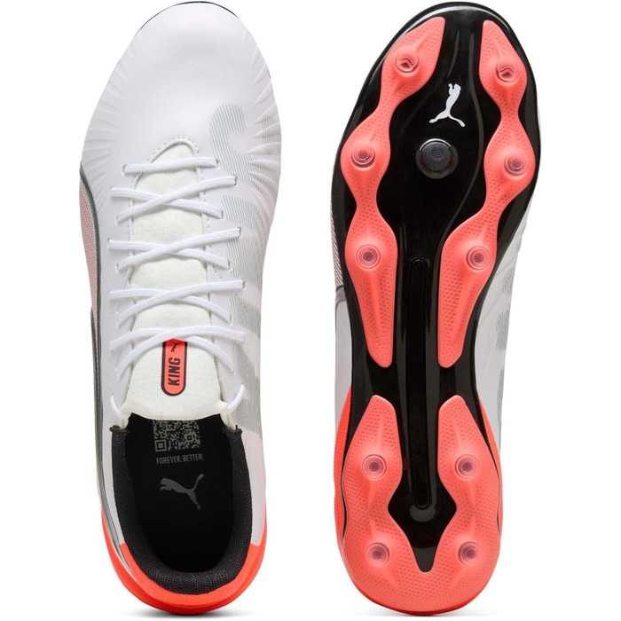 Футбольні бутси PUMA King Match Fg/Ag (46.5 EU) – білий/сріблястий/червоний, унісекс