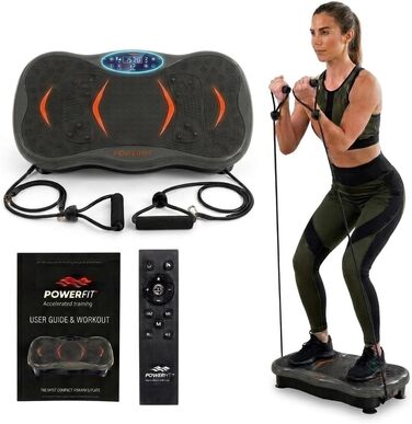 Віброплатформа для схуднення та фітнесу Whole Body Workout: вібраційна машина з Bluetooth-динаміком, пультом та еспандерами для лімфодренажу та тонусу тіла