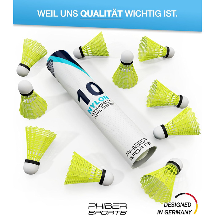 Набір для бадмінтону Federbälle: 10 штук, ідеальний для початківців, сімей та професіоналів. Підходить для гри в приміщенні та на вулиці.