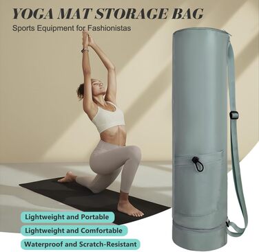 Сумка для йога-мату Yogatasche, спортивна сумка жіноча з відділенням для мокрого та тримачем для пляшки, регульований ремінь, для пілатесу, 75x19 см, зелена #3