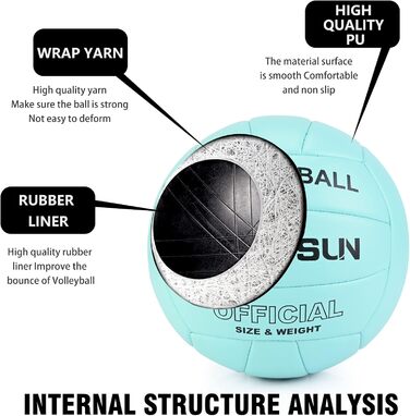 Волейбольний м'яч BYAOSUN для пляжу та залу, розмір 5, синій