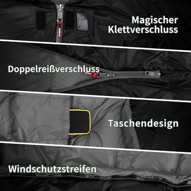 Спальний мішок зимовий Daunenschlafsack, теплий та легкий для дорослих та дітей, 680FP, для походів, альпінізму, кемпінгу. Чорний, 0°C