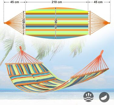Гаммак SONGMICS для відпочинку на дворі, 210x150 см, на 2 особи, зелено-помаранчевий, TÜV Rheinland, 300 кг