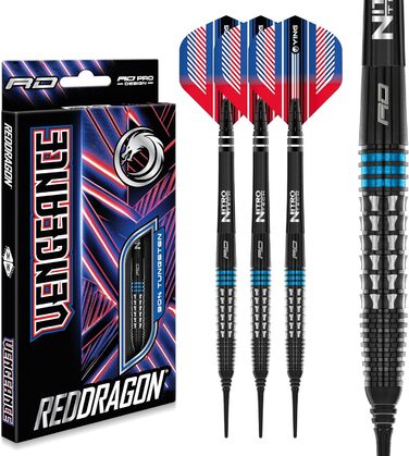 Дротики Red Dragon Vengeance Premium Wolfram Softip 20 г з оперенням і стрижнями