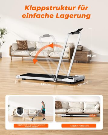 Бігова доріжка Superun Walking Pad з нахилом 6%, для дому, з додатком та пультом, до 12 км/год, витримує до 136 кг