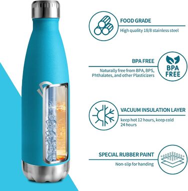 Термосфляка 750 мл, термокана з подвійними стінками, підходить для газованої води, без BPA, фляка для води з ізоляцією, не протікає, з нержавіючої сталі для університету, роботи, подорожей, спорту, активного відпочинку, хлопчиків та дівчаток, темно-зелени