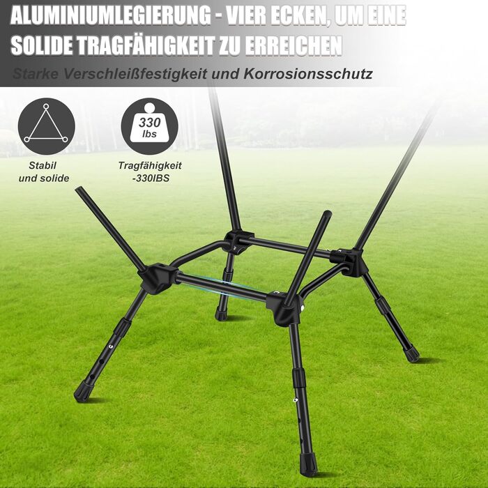 Складний туристичний стілець IEEILULU, 130 кг, чорний. Легкий стілець для кемпінгу, пікніка, риболовлі, відпочинку на природі та подорожей.